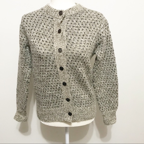 L.L. Bean Sweaters - L.L Bean Gray Wool Knit Texture Button Up Cardigan